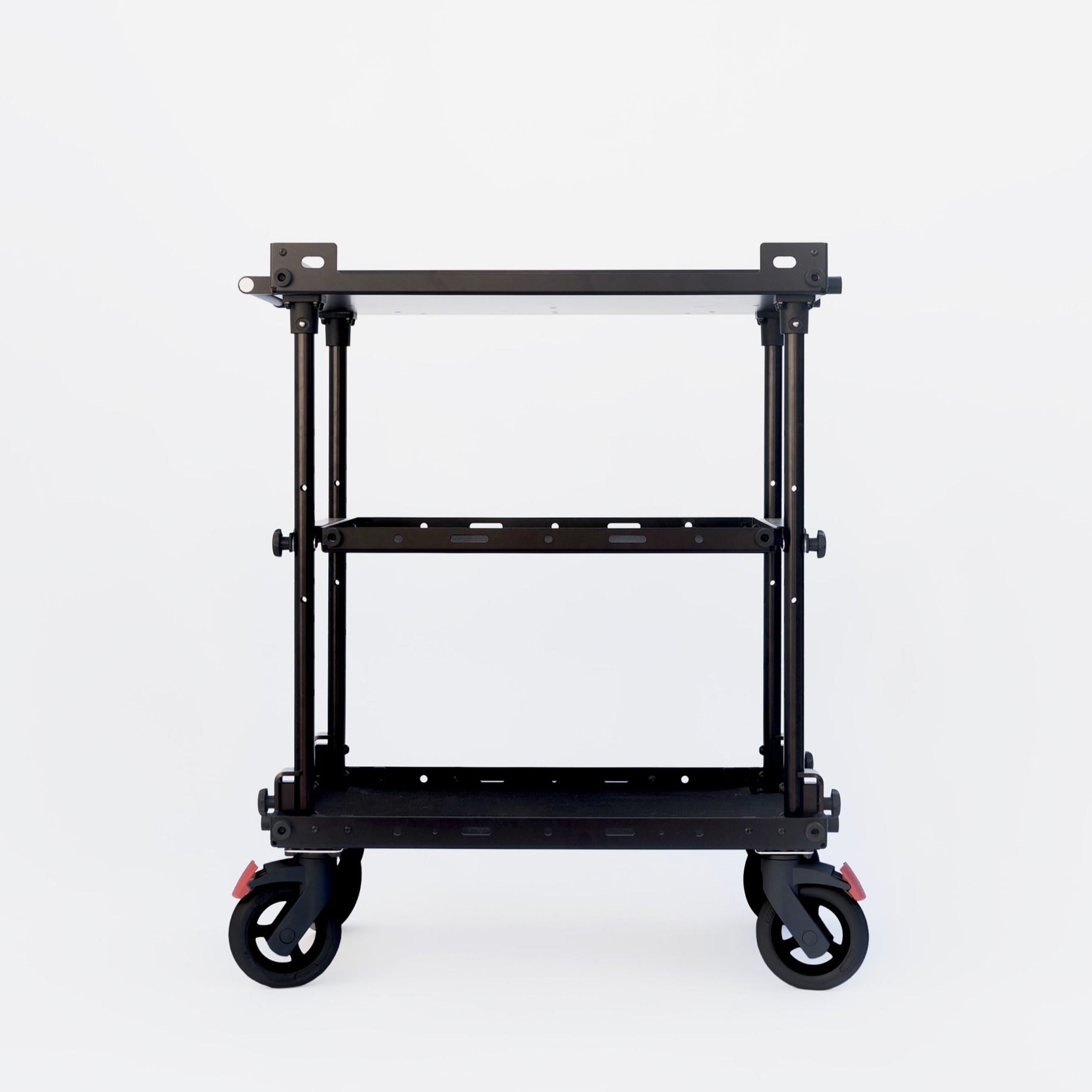 Lightweight Camera and Production Cart. 15.5 KG (without Middle shelf), professional Design. 75 KG (165 lbs) dynamic load. From SCHLEPP Camera Caerts, Berlin. 