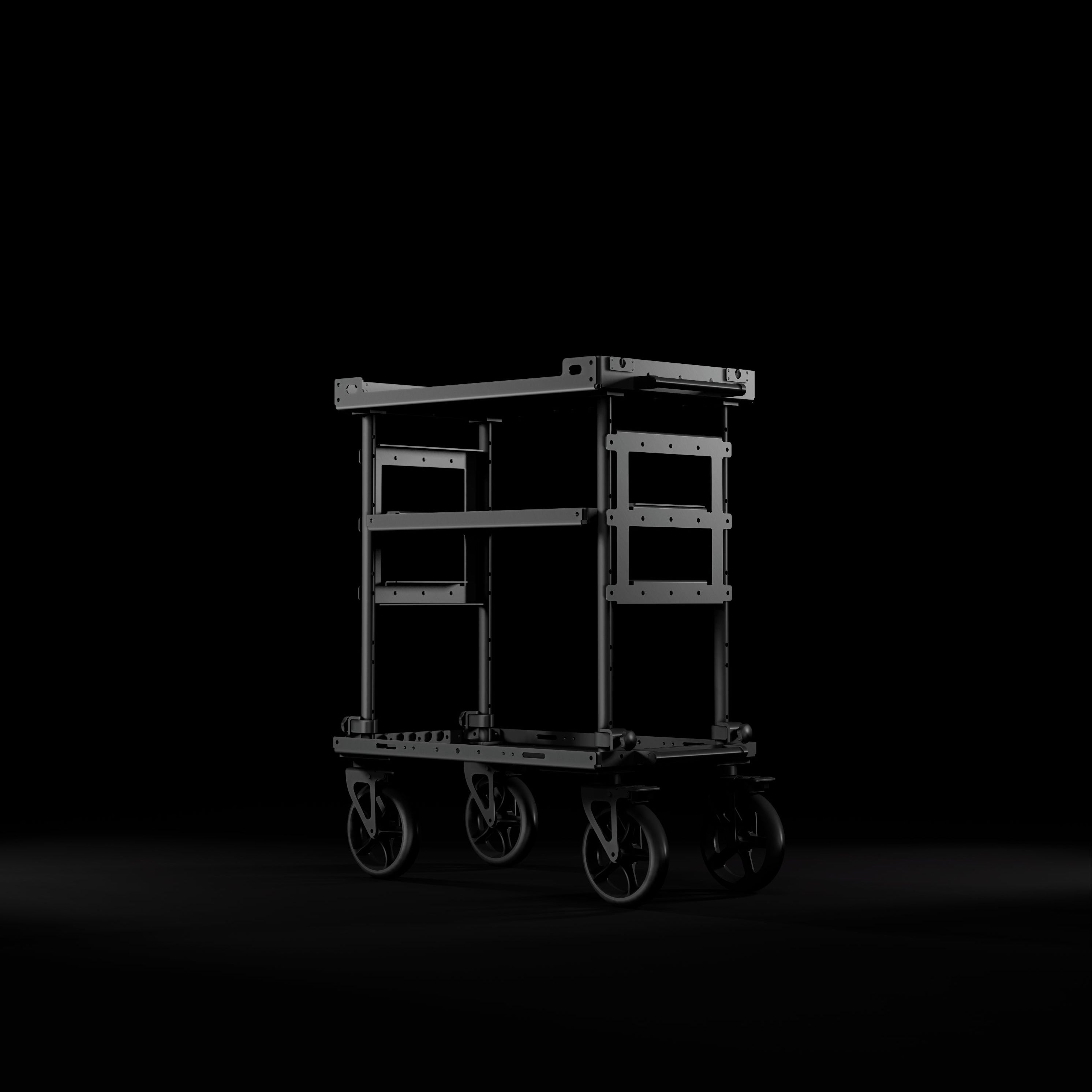 Lightweight, portable, fully collapsible Custom Production and Camera Carts by SCHLEPP, Berlin, Germany. 