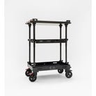 SCHLEPP ONE Camera Cart - made from robust aluminium, stainless steel, reinforced nylon. Optional Middle Shelf fits into cart, when collapsed. 
Lightest camera and production carts in the world - designed for one-person use. Lighter than any magliner or other production carts. Made in Germany. 